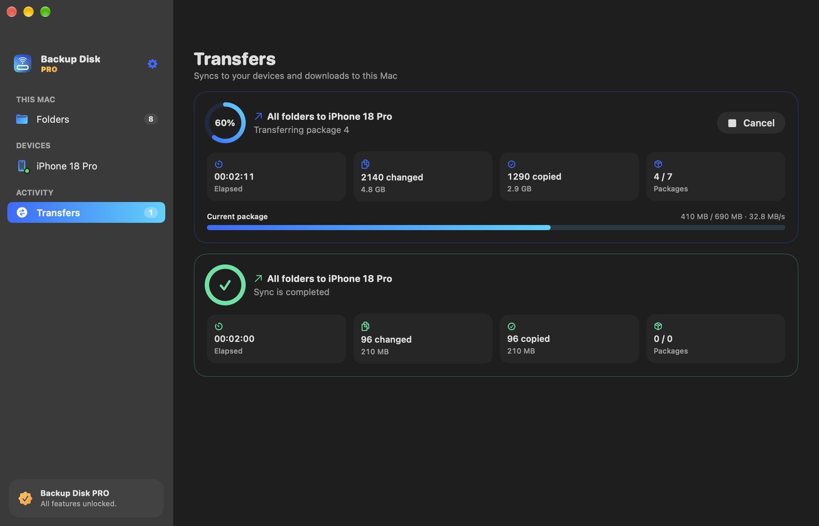 Transfers on the Mac